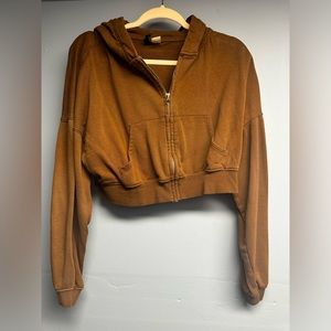 Cropped full zip hoodie